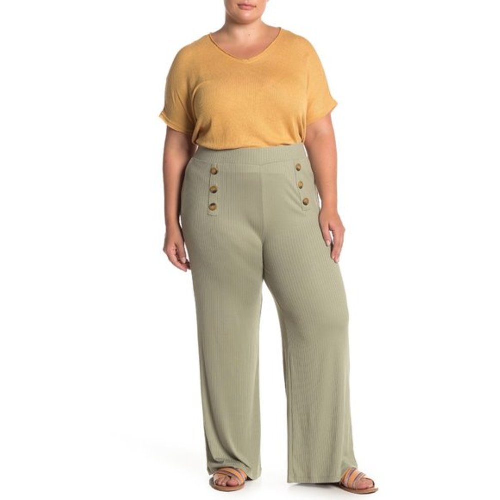 NWT 3X Nordstrom Planet Gold Rib Knit Button Pants